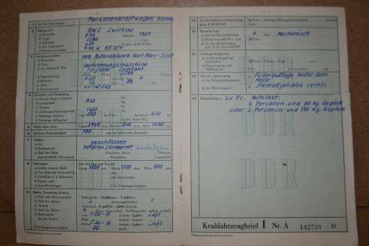 AWZ Zwickau P 70 Kombi KFZ Brief