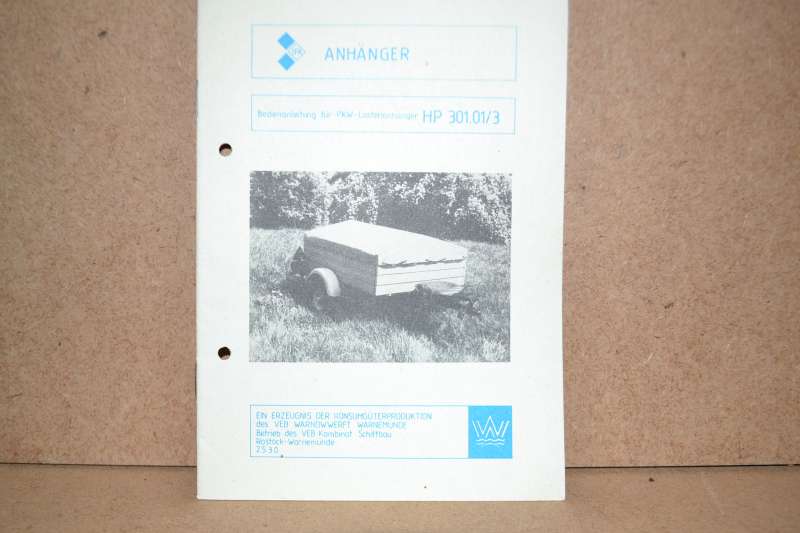 HP 301.01/3 Anhänger KFZ Brief 1989