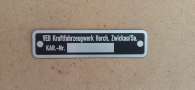 Karosserietypenschild VEB Horch Sachsenring P 240